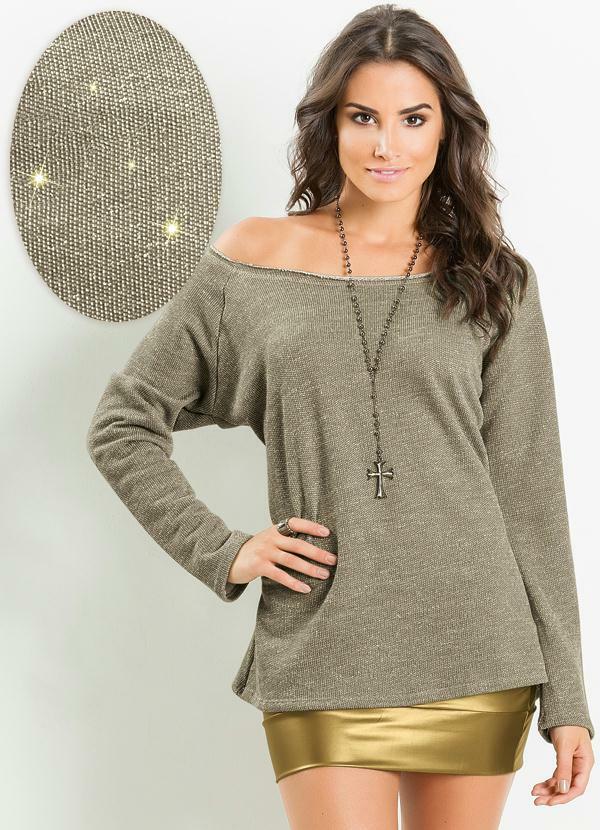 Quintess - Blusa Moletom Lurex Cinza