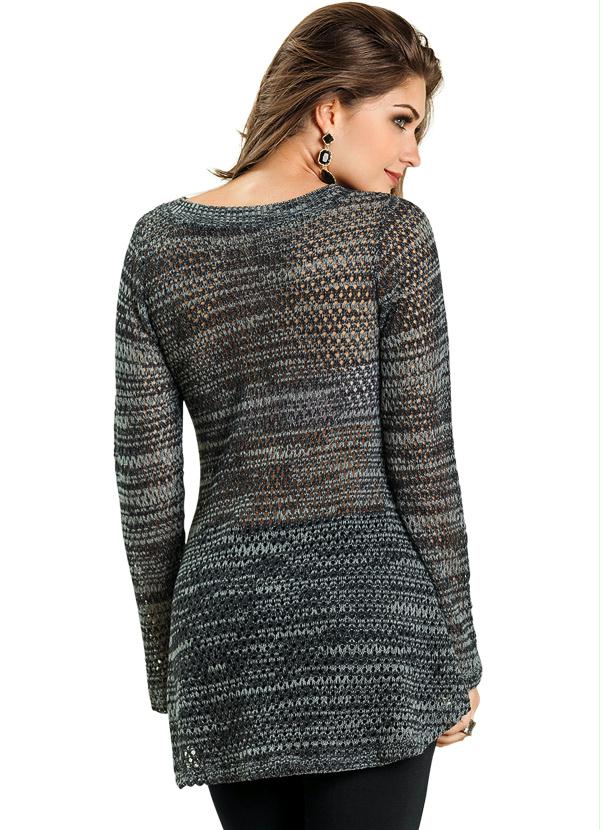 Janine - Blusa Mullet em Tricô Cinza e Preto 2