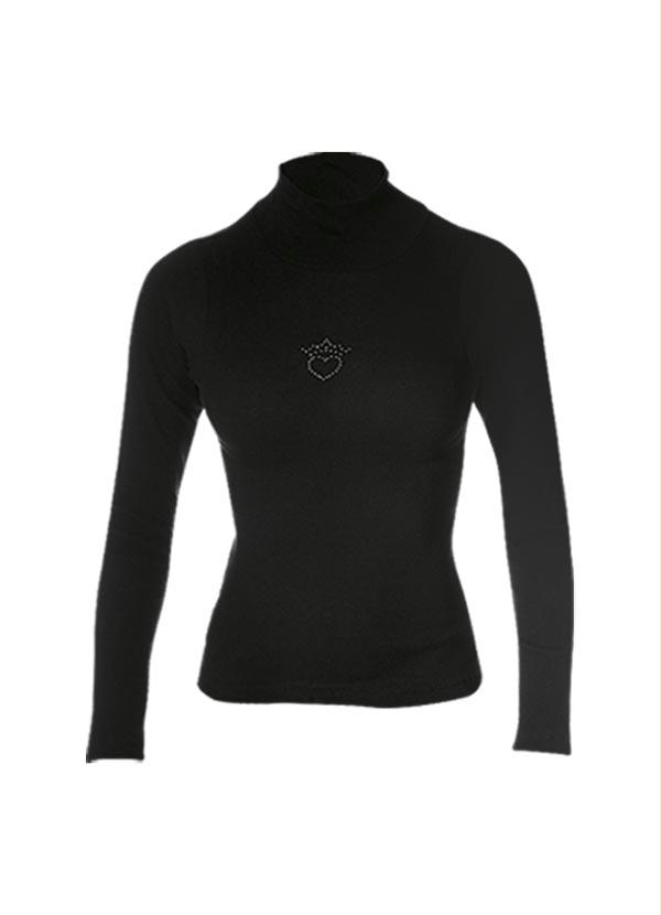 Outlet - Blusa Preta Gola Alta com Strass 4