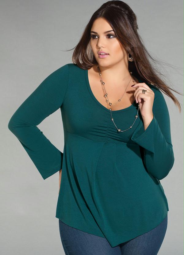 Quintess - Blusa Verde Manga Longa