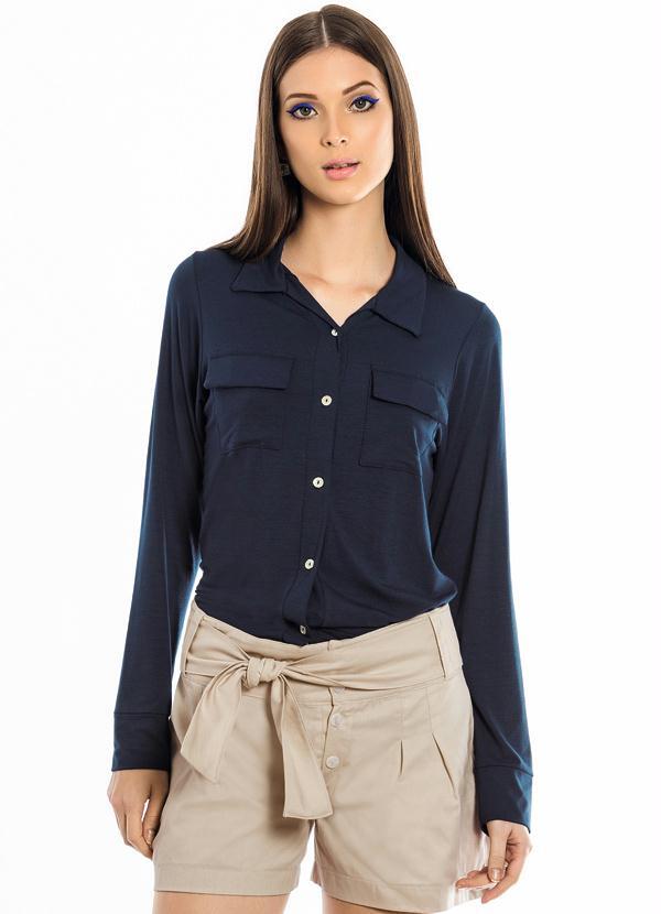 Quintess - Camisa Feminina Marinho Manga Longa