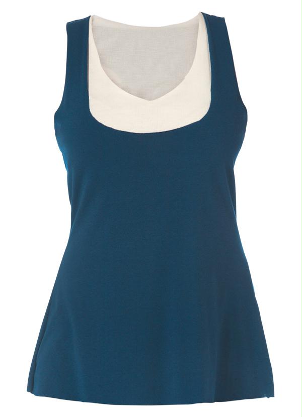 Quintess - Blusa Azul e Pérola com Efeito de Sobreposição 10