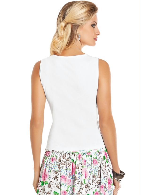 Outlet - Blusa Branca Decote em V 2