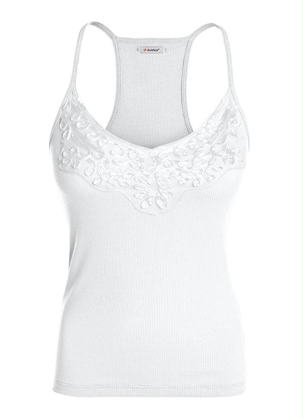 Quintess - Blusa com Renda no Decote Branca 8
