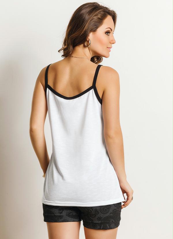 Moda Pop - Blusa de Alça Branca Detalhe Botões 2