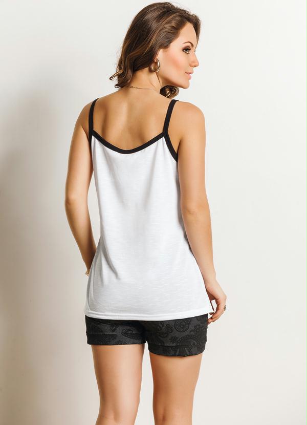 Moda Pop - Blusa de Alça Branca Detalhe Botões 4