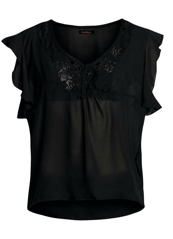 Quintess - Blusa de Renda com Leve Transparência Preta 5