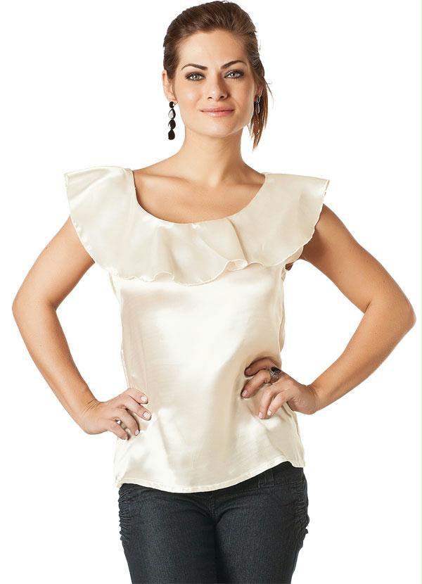 Outlet - Blusa em Cetim Branca