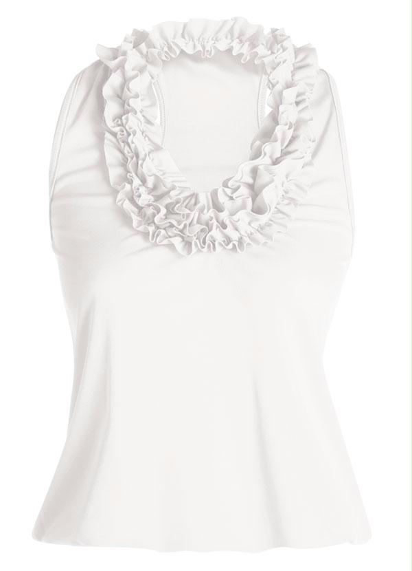 Outlet - Blusa Feminina Branca com Detalhe em Babados 8