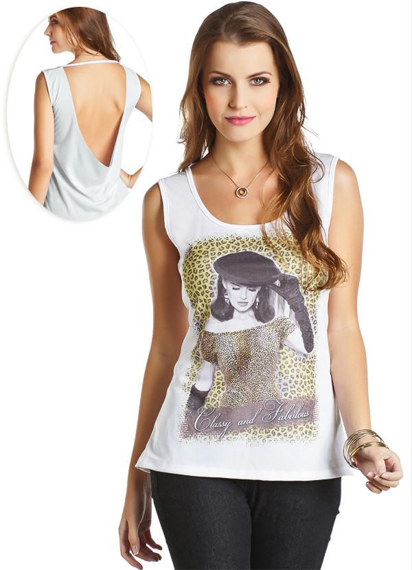 Outlet - Blusa Feminina com Abertura nas Costas Branca