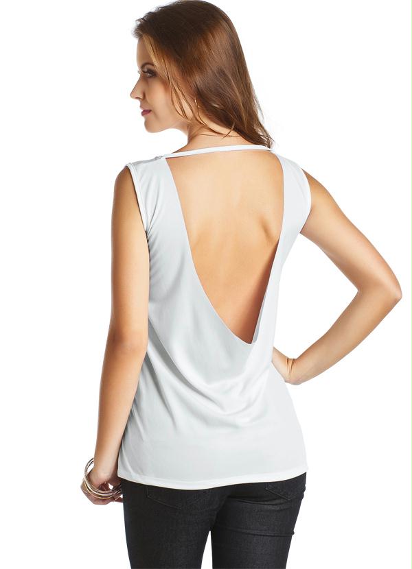 Outlet - Blusa Feminina com Abertura nas Costas Branca 2