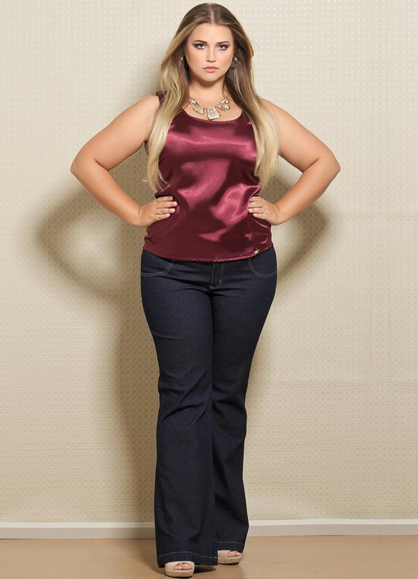 Quintess - Regata Cetim Vinho Plus Size 3