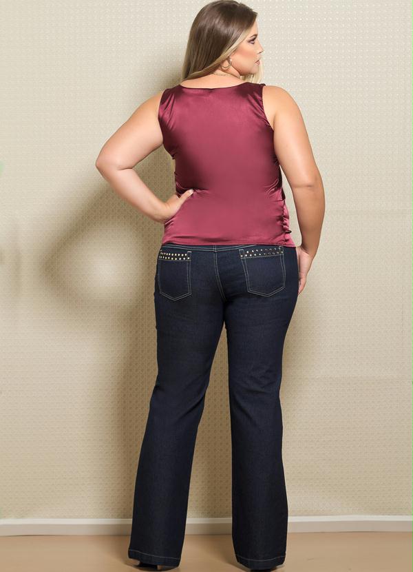 Quintess - Regata Cetim Vinho Plus Size 4