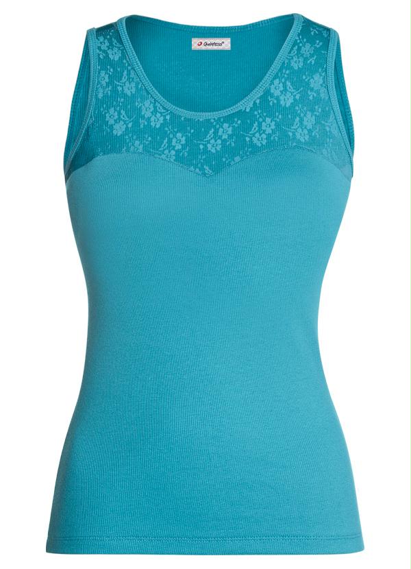 Quintess - Regata com Renda no Decote Turquesa 5