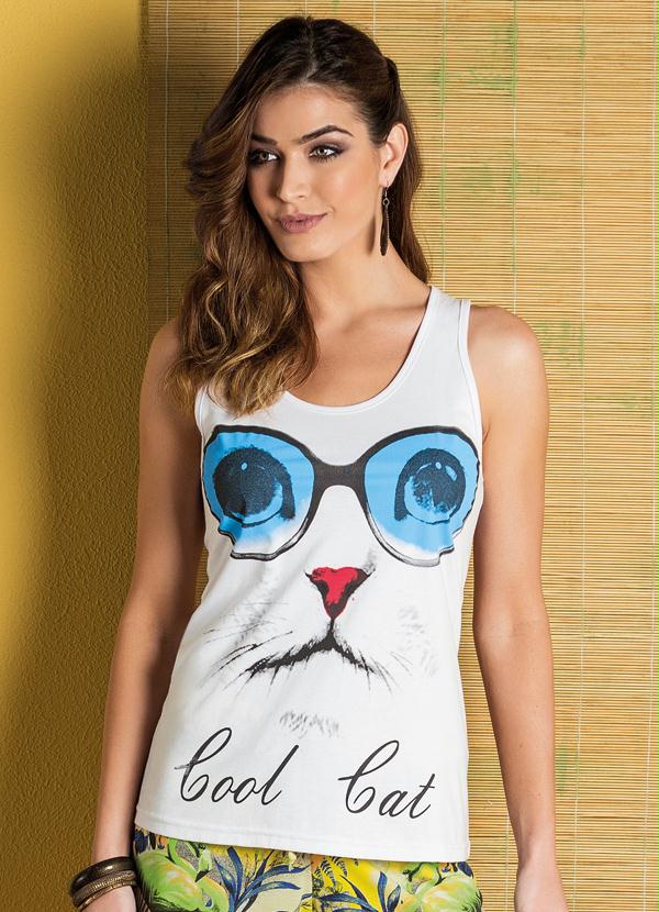 Outlet - Regata Estampa Frontal Branca