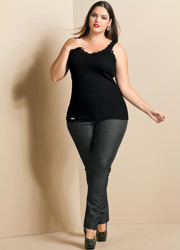 Quintess - Regata Preta Plus Size 3