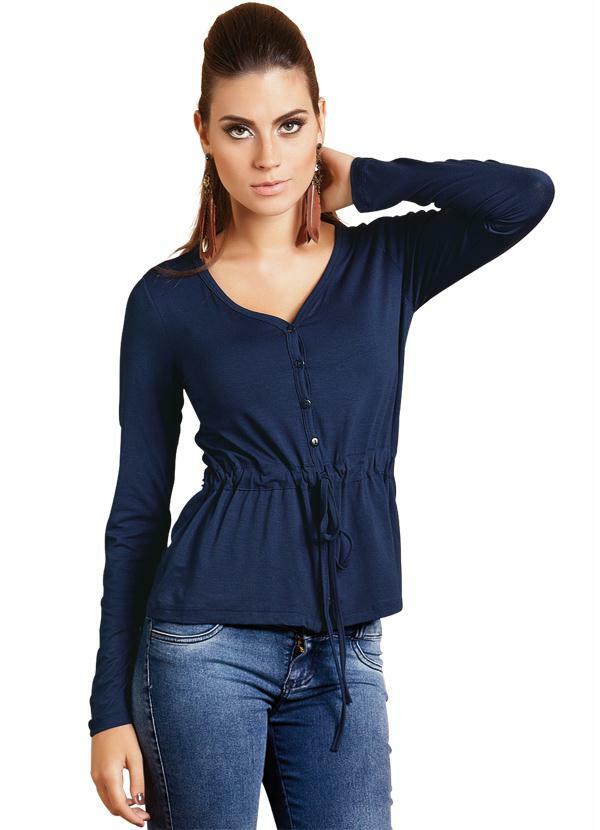 Quintess - Blusa Azul Marinho com Detalhes