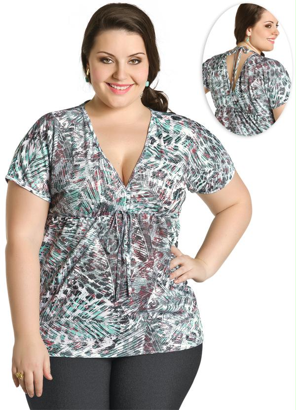 Marguerite - Blusa Bata Estampada com Decote em V