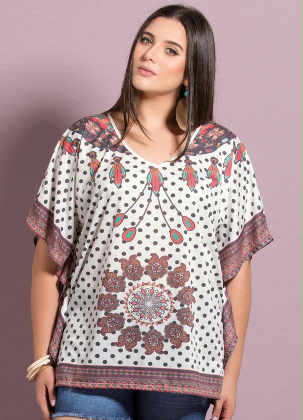 Quintess - Blusa Caftan Estampa de Lenço Plus Size