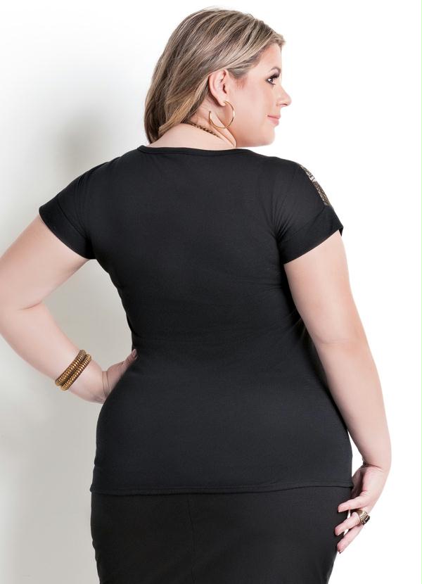 Marguerite - Blusa Chiffon Preto e Estampa Abstrata Plus Size 2