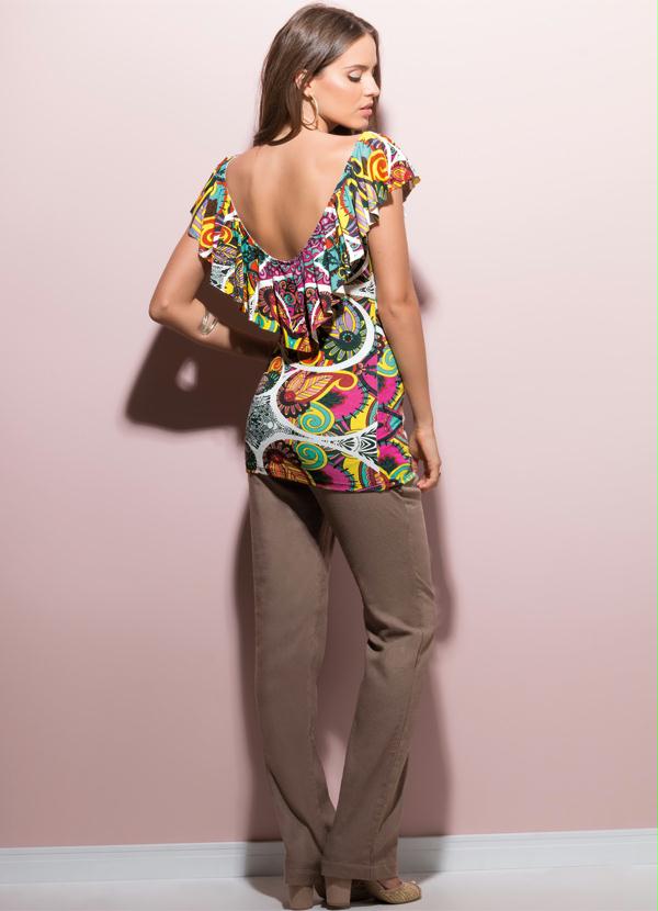 Quintess - Blusa com Babados Estampa Psicodélica 6