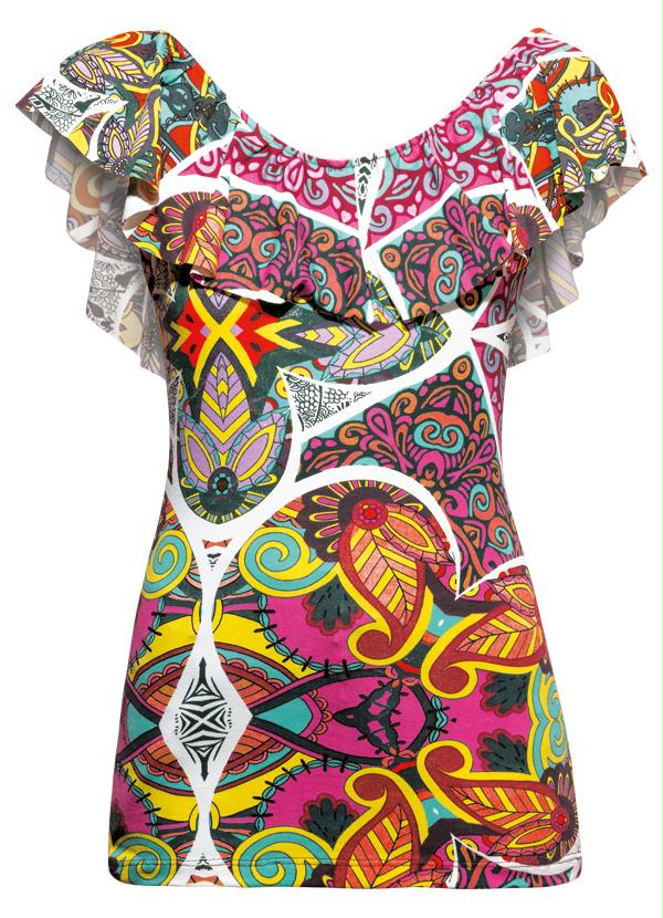 Quintess - Blusa com Babados Estampa Psicodélica 7