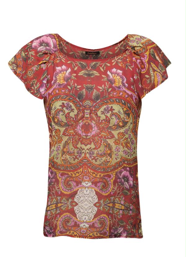Quintess - Blusa com Leve Transparência Estampa de Lenço 7