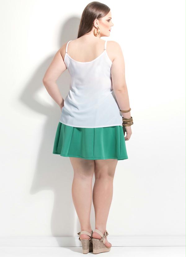 Quintess - Blusa de Alça Branca e Floral Plus Size 4