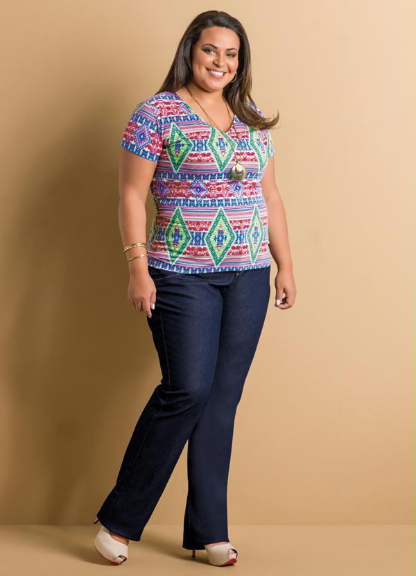 Marguerite - Blusa Decote V Estampa Étnica Plus Size 3