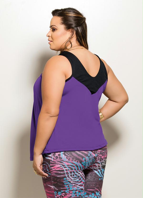 Marguerite - Blusa em Helanca Light Plus Size Roxa 2