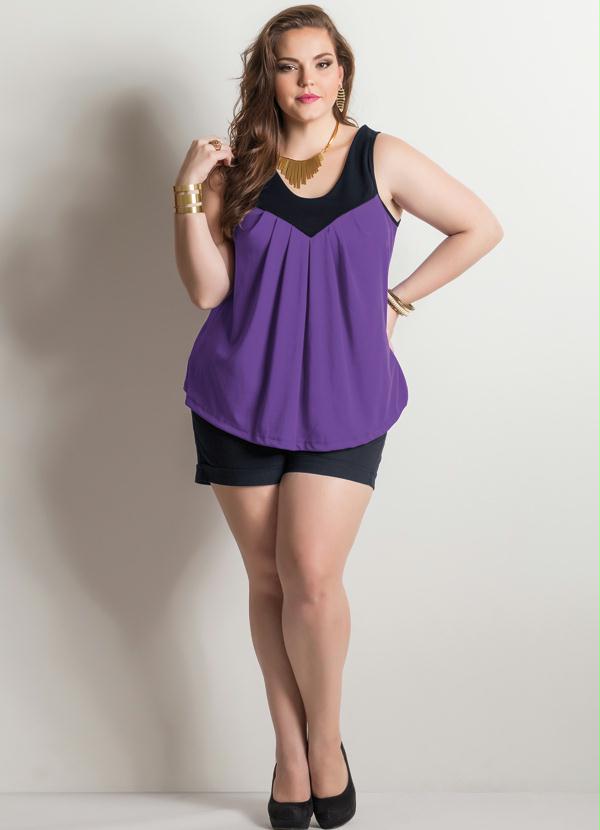 Marguerite - Blusa em Helanca Light Plus Size Roxa 3