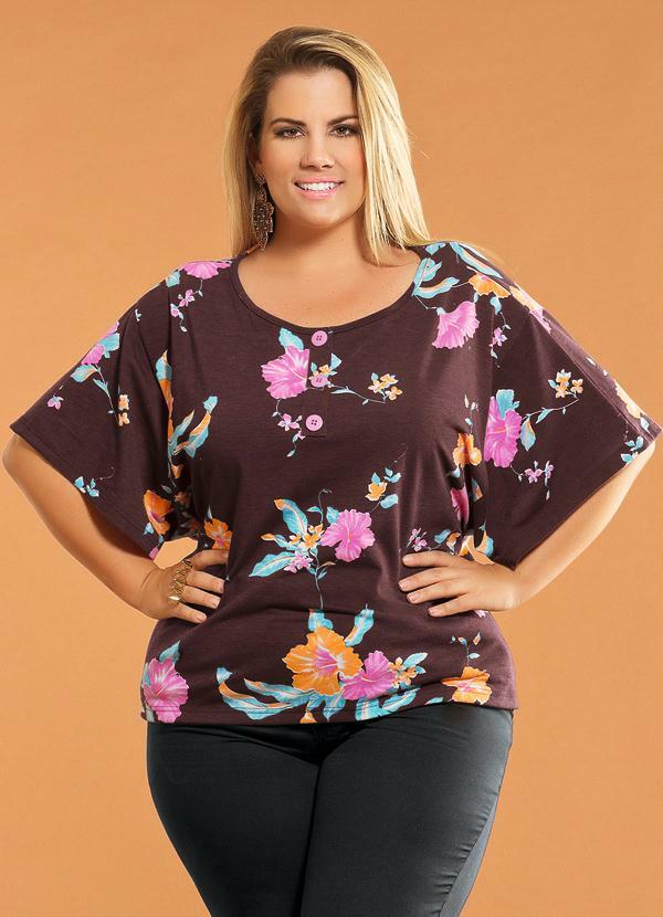 Marguerite - Blusa Estampa de Flor Plus Size