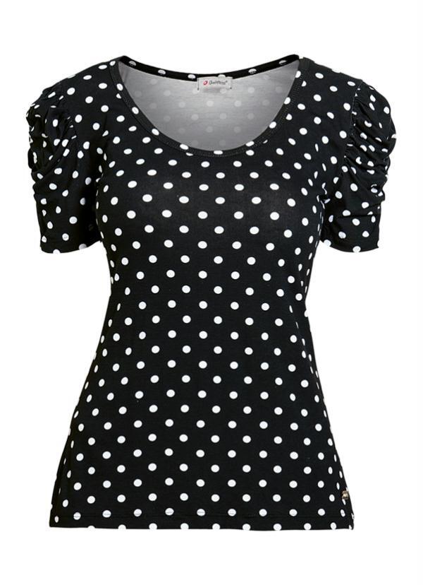 Quintess - Blusa Estampa Poá e Manga Presunto