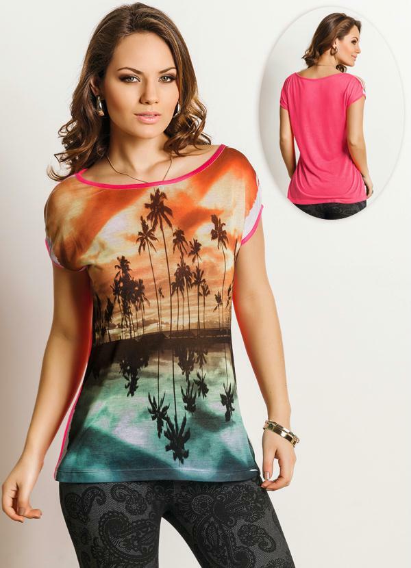 Outlet - Blusa Feminina Estampa Tropical