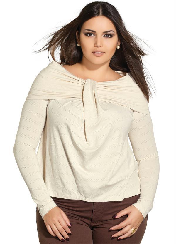 Quintess - Blusa Marfim com Detalhe na Gola