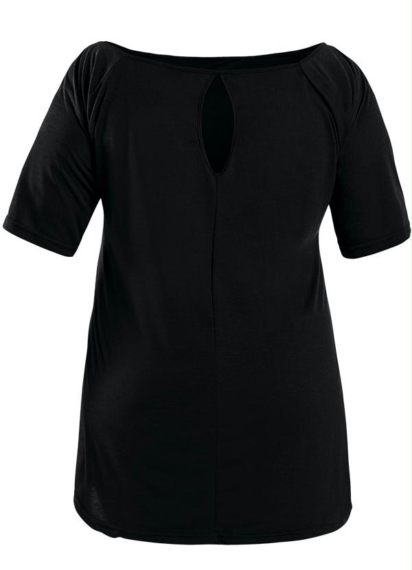 Marguerite - Blusa Mullet Detalhe nas Costas Preta Plus Size 6