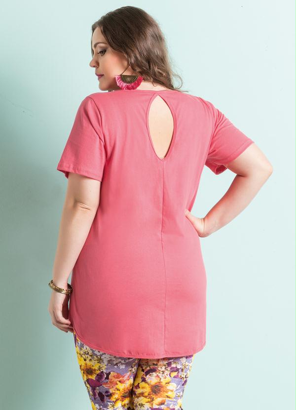 Marguerite - Blusa Mullet Vazado nas Costas Coral Plus Size 2