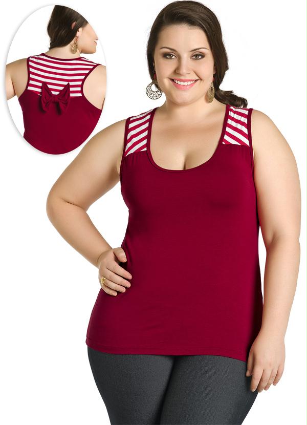 Marguerite - Blusa Regata Plus Size com Laço Vermelha