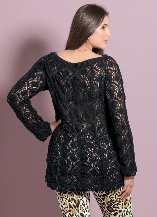 Quintess - Blusa Tricô Preto Plus Size 2