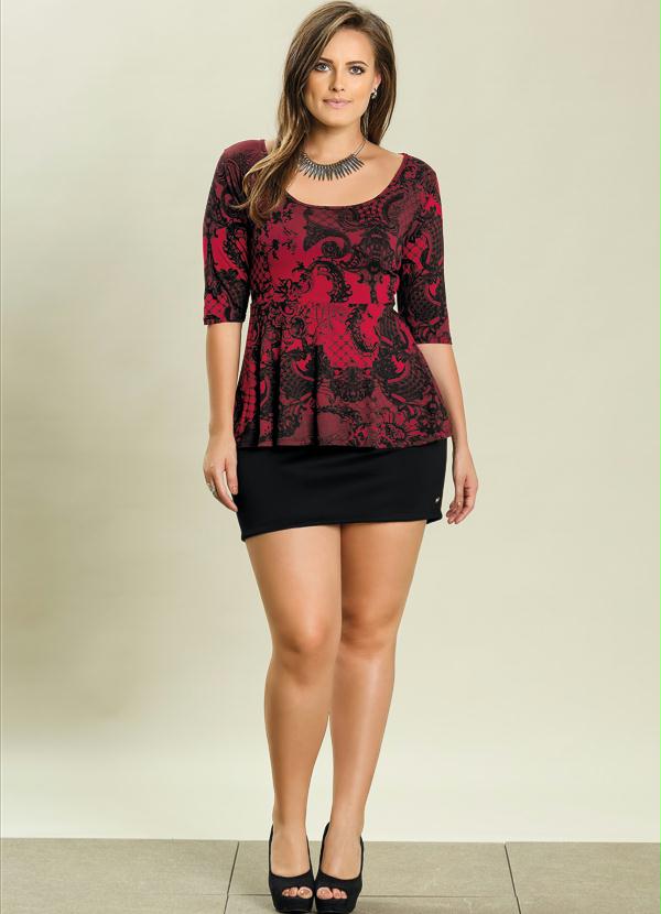 Quintess - Blusa Vermelho Estampado Plus Size 3