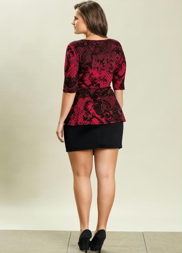 Quintess - Blusa Vermelho Estampado Plus Size 4