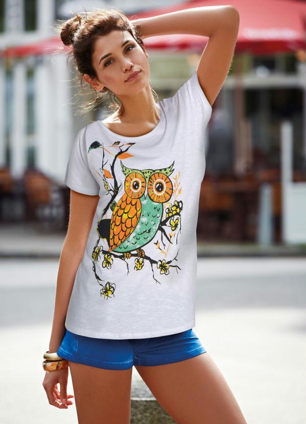 bonprix - Camiseta Coruja Branca