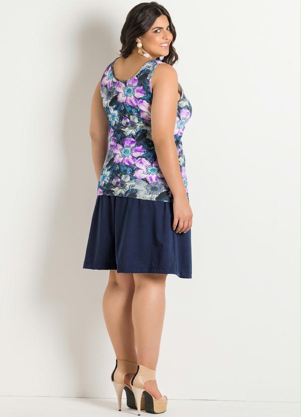 Marguerite - Regata Decote Redondo Estampa Flores Plus Size 4