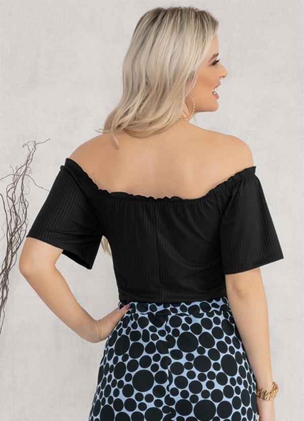 Outlet - Body Ciganinha com Botões Decorativos Preto 2