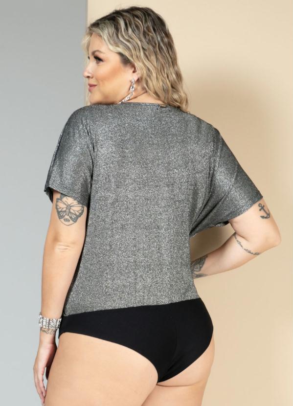 Quintess - Body com Decote Transpassado Prata 10
