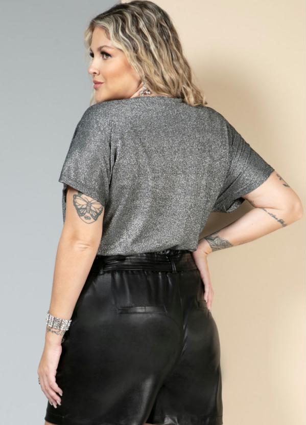 Quintess - Body com Decote Transpassado Prata 8