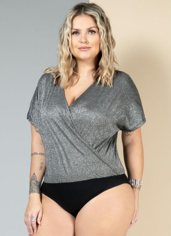 Quintess - Body com Decote Transpassado Prata 9