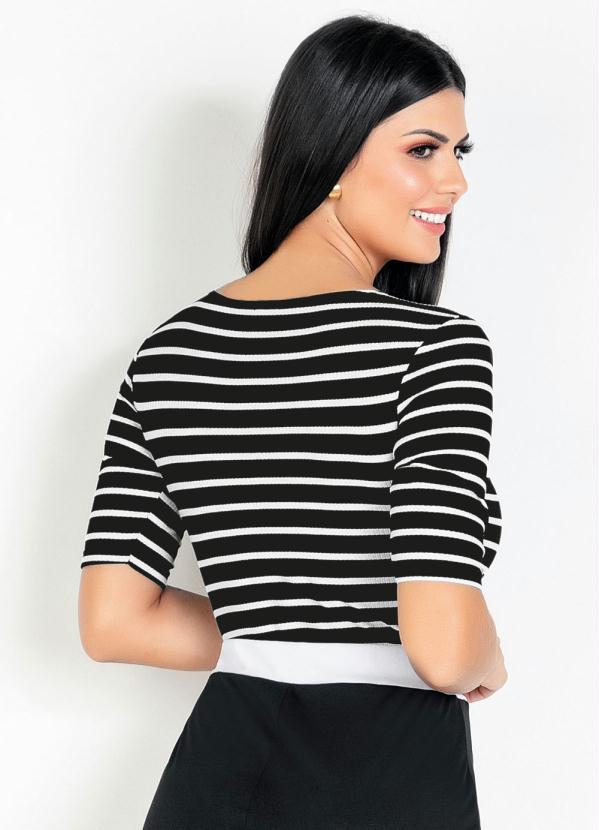 Outlet - Body com Manga 3/4 Listrado Moda Evangélica 2
