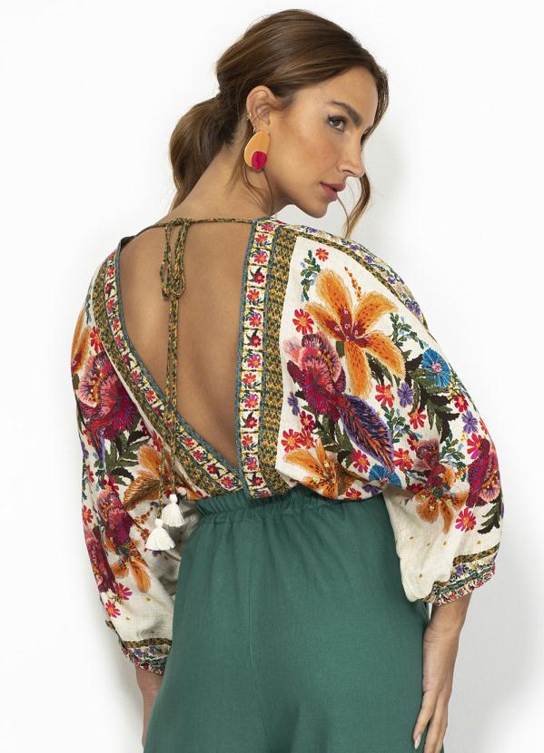 Farm - Body de Linho Bordadeira Lenço Off White 2