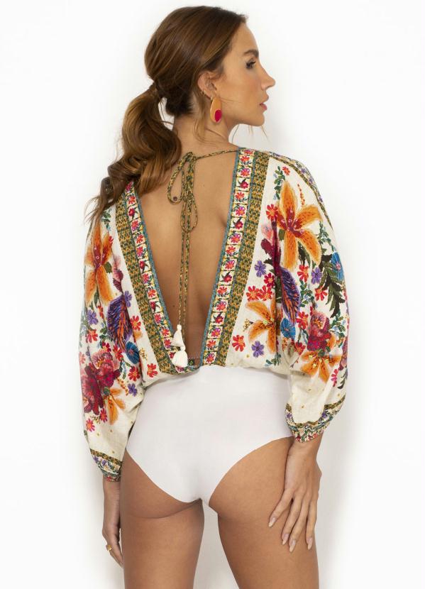 Farm - Body de Linho Bordadeira Lenço Off White 7